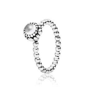 PANDORA Sterling Silver Quartz April Birthday Blooms Ring